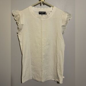Karl Lagerfeld Ivory Ruffle Sleeve Blouse Size XS